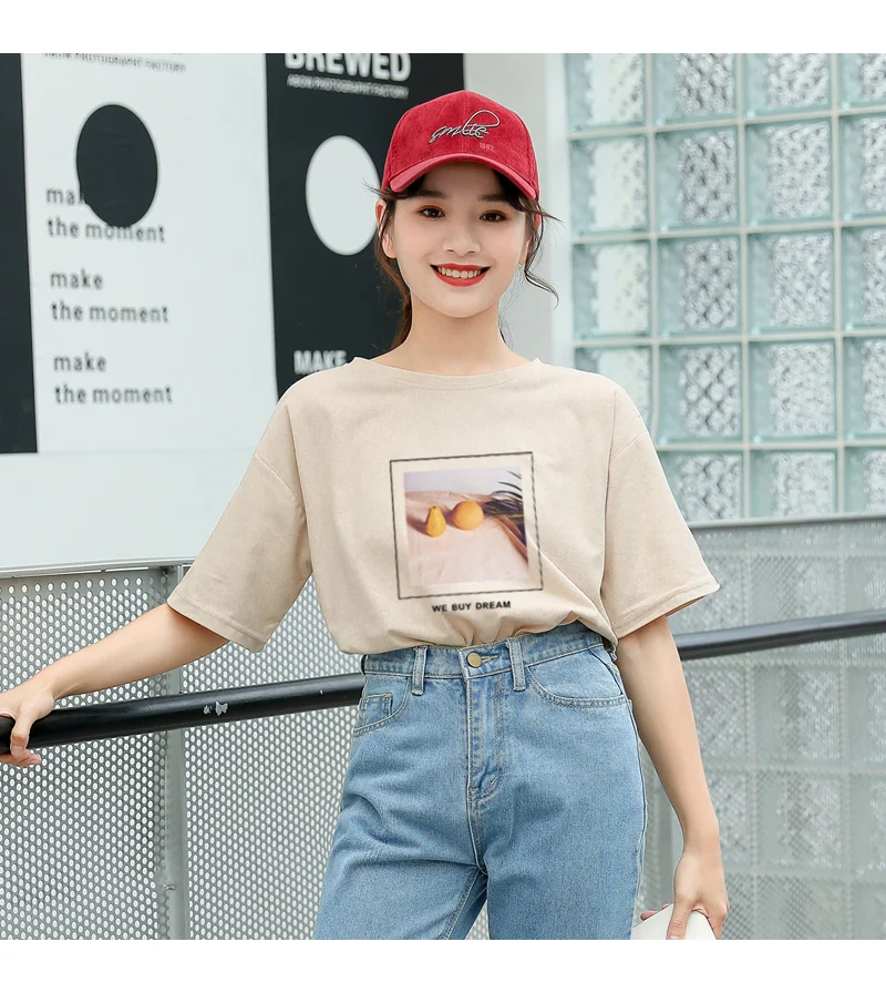 Summer New Harajuku Short Sleeve Funny Printed T Shirt Women O-neck Cotton Tops Tee Shirt Femme Streetwear Casual Korean Clothes (11)
