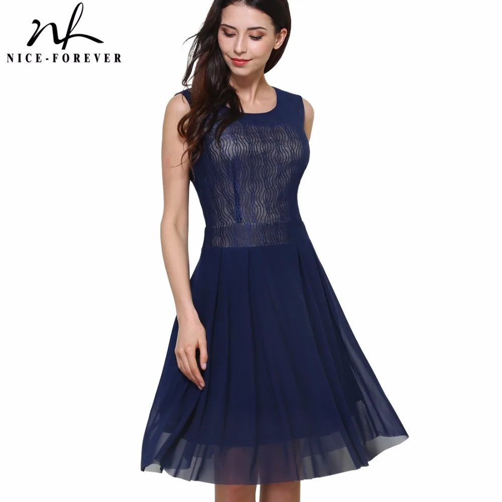Nice-forever New Summer Vintage Elegant Mesh Lace Zipper O-Neck Dress Woman Sleeveless A-Line Female Flare Drape Dress A031
Nice-forever New Summer Vintage Elegant Mesh Lace Zipper O-Neck Dress Woman Sleeveless A-Line Female Flare Drape Dress A031