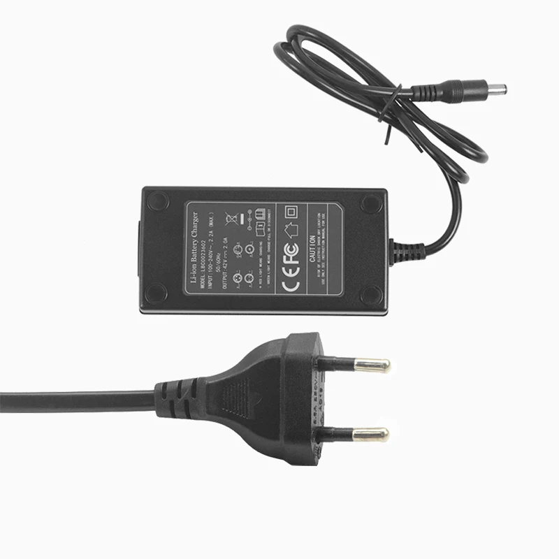 EU US AU UK 110V-240V Li-ion Battery Charger Output 42V 2A Ebike Battery Charger for 36V Lithium Battery with DC Plug
EU US AU UK 110V-240V Li-ion Battery Charger Output 42V 2A Ebike Battery Charger for 36V Lithium Battery with DC Plug