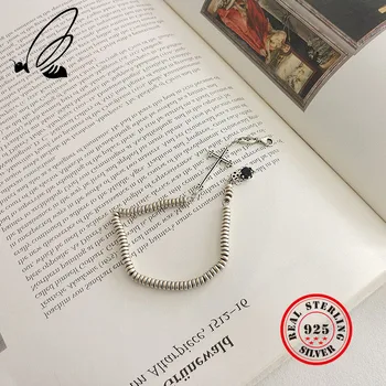 925 Sterling Silver Vintage Round Bead Black Zircon Key Cross Bracelets Silver Elegant Female Strand Bracelet Fine Jewelry Gift
925 Sterling Silver Vintage Round Bead Black Zircon Key Cross Bracelets Silver Elegant Female Strand Bracelet Fine Jewelry Gift