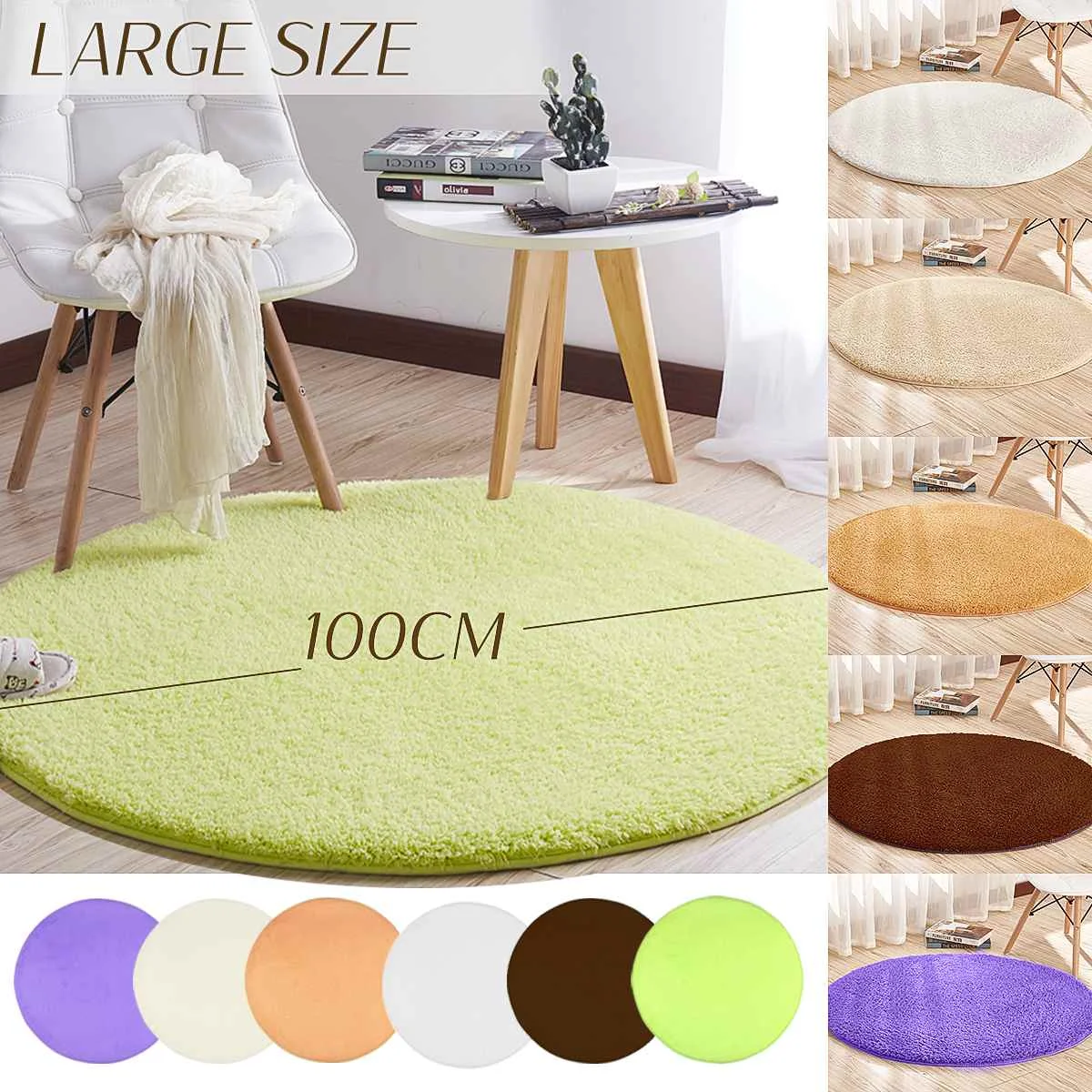 Polyester Round Anti Skid Bathroom Carpets Fluffy Shaggy Area Rug Dining Room Home Table Carpet Floor Mat
Polyester Round Anti Skid Bathroom Carpets Fluffy Shaggy Area Rug Dining Room Home Table Carpet Floor Mat