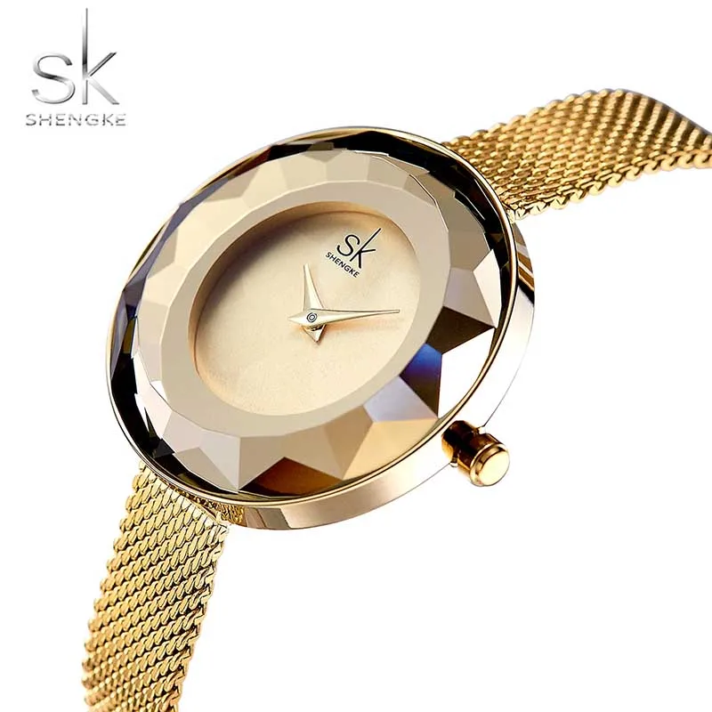 Ladies Watch Shengke Fashion Luxury Prism Fac Gold Steel Mesh Quartz Women Watches Top Brand Clock Relogio Feminino 
Ladies Watch Shengke Fashion Luxury Prism Fac Gold Steel Mesh Quartz Women Watches Top Brand Clock Relogio Feminino