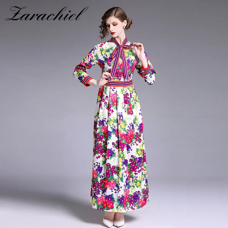 Women Autumn Vintage Maxi Dress 2019 Runway Designer Floral Beach Boho Dresses Elegant Striped Bow Collar Flower Long Dress
Women Autumn Vintage Maxi Dress 2019 Runway Designer Floral Beach Boho Dresses Elegant Striped Bow Collar Flower Long Dress