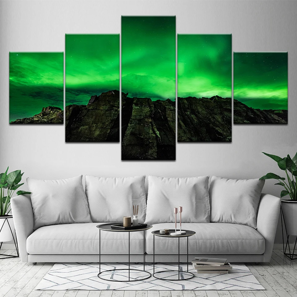 Wall Art Frame Aurora Lake Mountain Borealis Night Landscape Canvas Painting HD Prints Picture 5 Pieces Poster Living Room Decor
Wall Art Frame Aurora Lake Mountain Borealis Night Landscape Canvas Painting HD Prints Picture 5 Pieces Poster Living Room Decor