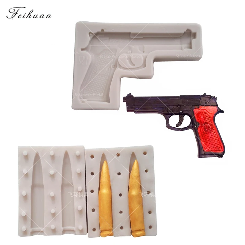 DIY Gun Pistol Bullet Shape Fondant Soap 3D Cake Silicone Mold Cupcake Candy Chocolate Mold Cake Decoration Baking Tools FM1018
DIY Gun Pistol Bullet Shape Fondant Soap 3D Cake Silicone Mold Cupcake Candy Chocolate Mold Cake Decoration Baking Tools FM1018