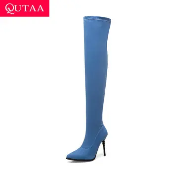 QUTAA 2020 Denim Thin High Heel Fashion Pointed Toe Short Plush Women Shoes Winter Warm Fur Sexy Over The Knee Boots Size 34-43
QUTAA 2020 Denim Thin High Heel Fashion Pointed Toe Short Plush Women Shoes Winter Warm Fur Sexy Over The Knee Boots Size 34-43
