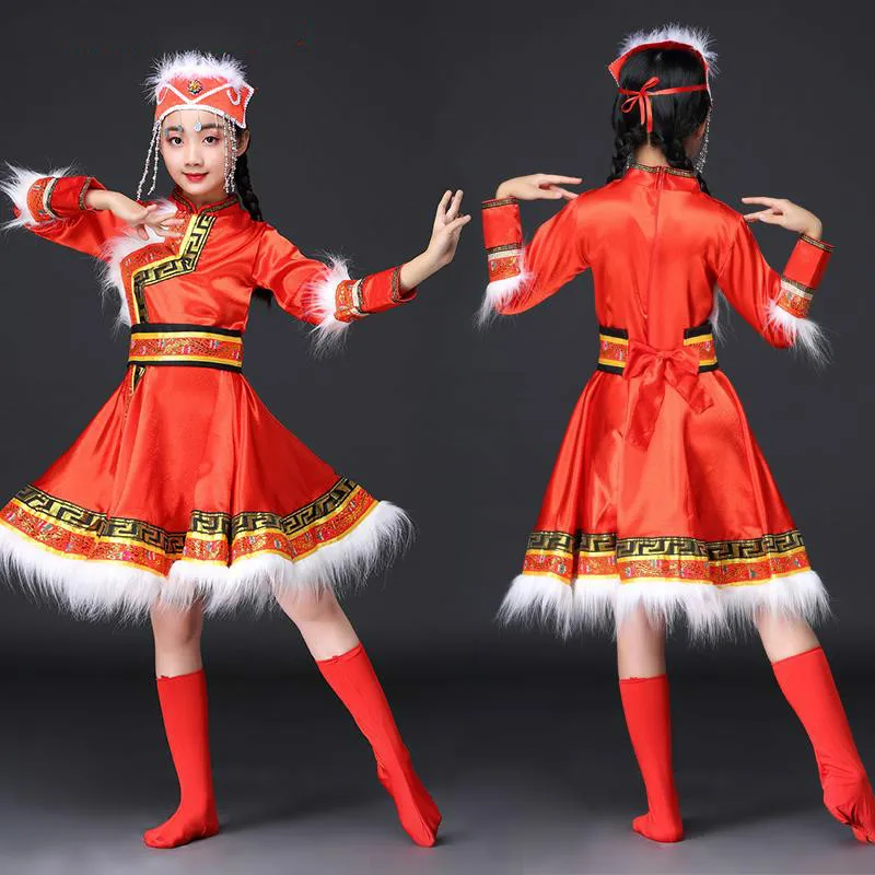 Фото Новые детские монгольские танцы одежда миноритарные тибетские костюмы Монголия