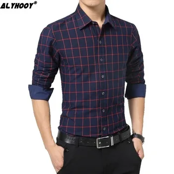 2017 New Arrival Plaid Shirt Men Shirt Casual Top Fashion Style Long Sleeve Cotton Shirt Camisa Masculina Famous Brand Dress