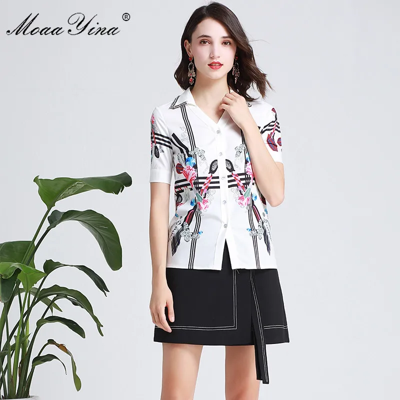 MoaaYina Fashion Designer Set Summer Women Short sleeve Crystal V-neck Stripe Print Shirt Tops+Lace Up Skirt Two-piece suit
MoaaYina Fashion Designer Set Summer Women Short sleeve Crystal V-neck Stripe Print Shirt Tops+Lace Up Skirt Two-piece suit