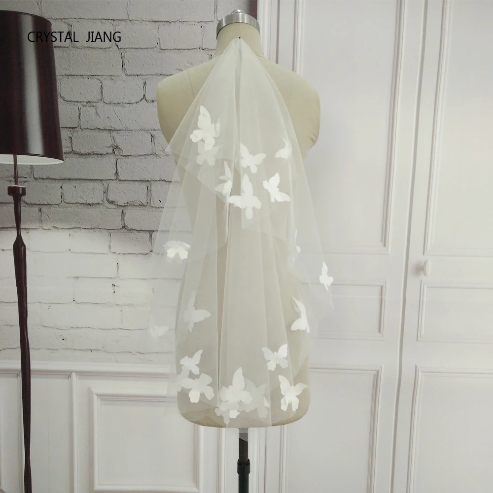 CRYSTAL JIANG 2018 New Style 3D Butterflies Bridal Veil Fingertip 2 layers Single tulle Beautiful Cheap Wedding Veil in Stock
CRYSTAL JIANG 2018 New Style 3D Butterflies Bridal Veil Fingertip 2 layers Single tulle Beautiful Cheap Wedding Veil in Stock