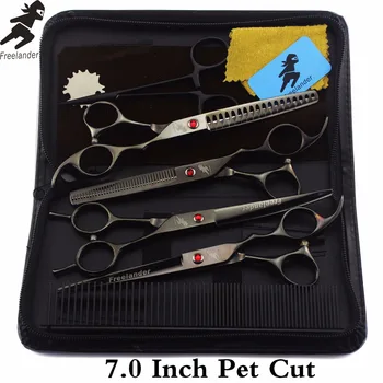 7 "Professional pet grooming kit, direct and thinning scissors and curved pieces 4 pieces. ,technicolor Electroplated black
7 "Professional pet grooming kit, direct and thinning scissors and curved pieces 4 pieces. ,technicolor Electroplated black