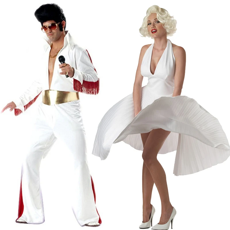

Cosplay costumes Halloween costume party clothing singer white clothing adult elvis Presley clothing Marilyn Monro Cos Dress