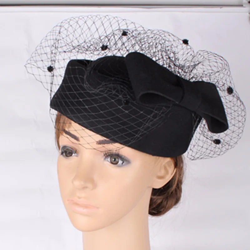 Fashion black 100% wool fascinators high quality bow hat base with dot veil cocktail hats bridal veils occasion hair accessoires 
Fashion black 100% wool fascinators high quality bow hat base with dot veil cocktail hats bridal veils occasion hair accessoires