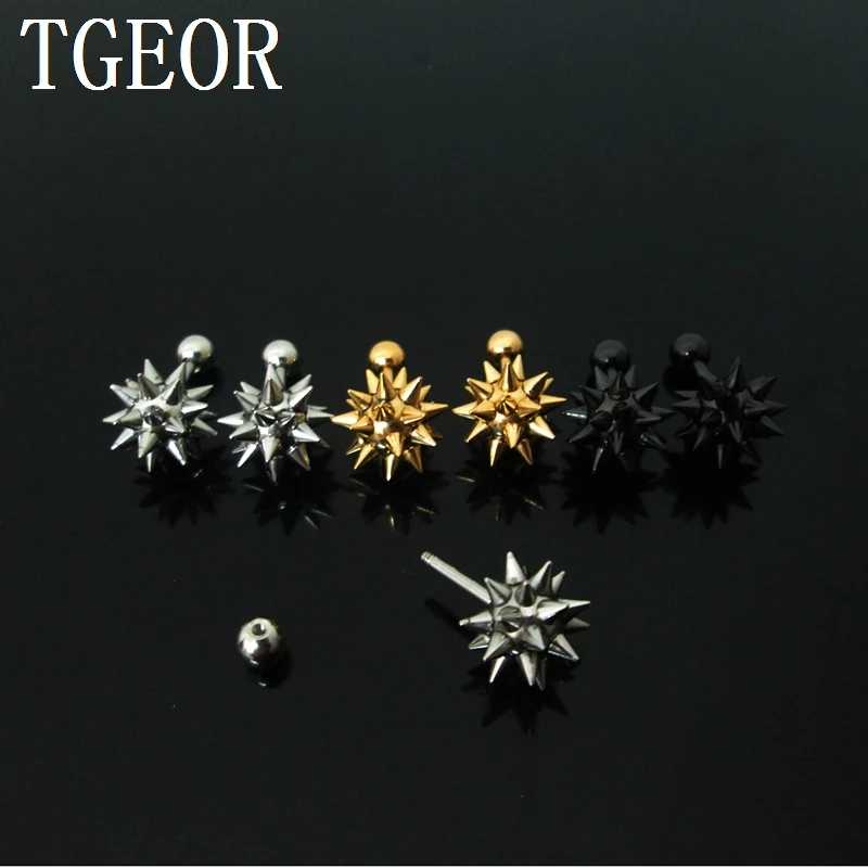 Fashion earring colors 1 Pair 1.2*6*4/10mm surgical Stainless Steel spike ball ear tragus piercing
Fashion earring colors 1 Pair 1.2*6*4/10mm surgical Stainless Steel spike ball ear tragus piercing