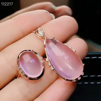 MeiBaPJ Natural High Quality Pink Big Rose Quartz Gemstone Fine Jewelry Set 925 Pure Silver Necklace and Ring Suit for Women
MeiBaPJ Natural High Quality Pink Big Rose Quartz Gemstone Fine Jewelry Set 925 Pure Silver Necklace and Ring Suit for Women