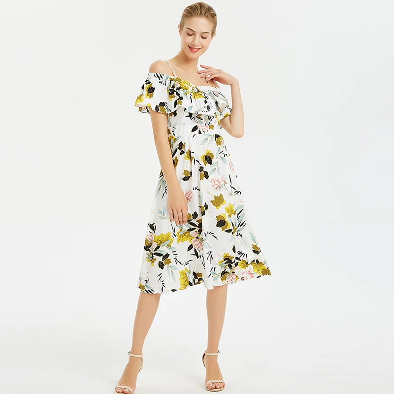 2019 Women Summer Pleated Ruffles Dress Beach Style Slash neck Spaghetti Strap Chiffon Holiday Knee-Length Print Vestidos
2019 Women Summer Pleated Ruffles Dress Beach Style Slash neck Spaghetti Strap Chiffon Holiday Knee-Length Print Vestidos