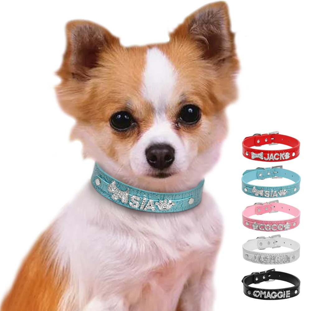 Personalized Dog Collars Croc Leather Dogs Cat Collar Customized Pet Collars Free Name Rhinestone Letters Charm for Chihuahua
Personalized Dog Collars Croc Leather Dogs Cat Collar Customized Pet Collars Free Name Rhinestone Letters Charm for Chihuahua