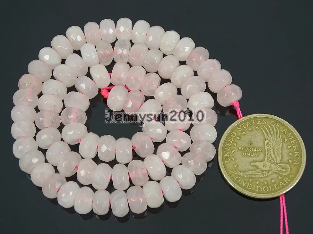 Natural Rose Qua-rtz Gems stones 5mm x 8mm Faceted Rondelle Spacer Loose Beads 15'' Jewelry Design 5 Strands/Pack
Natural Rose Qua-rtz Gems stones 5mm x 8mm Faceted Rondelle Spacer Loose Beads 15'' Jewelry Design 5 Strands/Pack