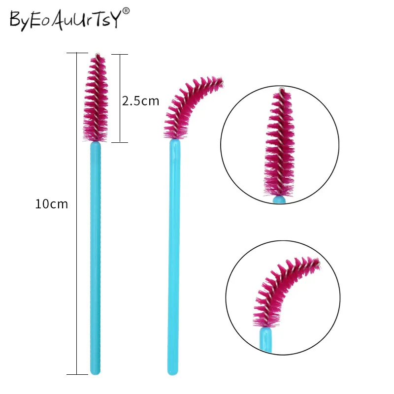 Makeup Brushes 50Pcslot Disposable Eyelash Brushes Lash Extension Mascara Applicator Wand Eyes Lip Cosmetics Brushes Blue (11)