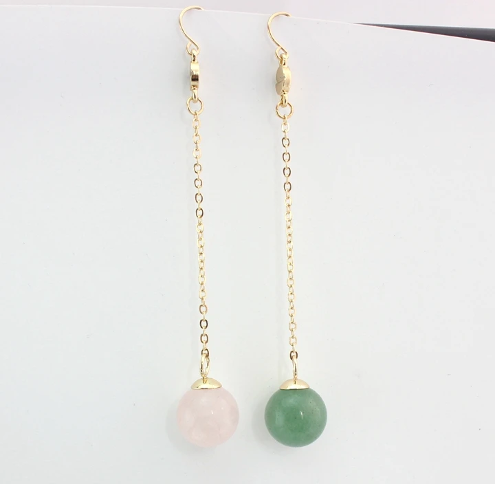 2016 New asymmetric color link brincos spherical beads long earrings Natural stone drop earrings for women
2016 New asymmetric color link brincos spherical beads long earrings Natural stone drop earrings for women