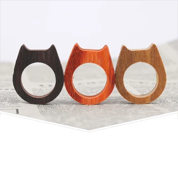 Wood DIY Crafts Semi-finished Cat ear ring