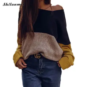 2019 Women Knit Pullover Sweater Long Sleeve Patchwork Autumn Winter Sweater Fashion Streetwear Sweater Causal Female Jumper Top
2019 Women Knit Pullover Sweater Long Sleeve Patchwork Autumn Winter Sweater Fashion Streetwear Sweater Causal Female Jumper Top