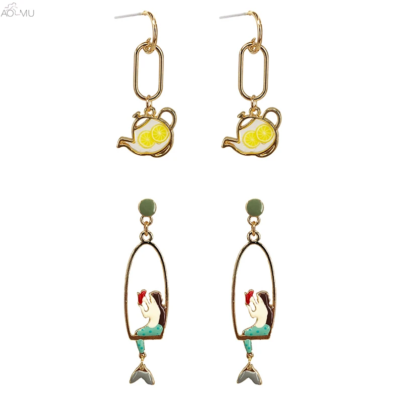AOMU Korean 2019 Sweet Enamel Lemon Kettle Water Teapot High Heels Mermaid Tail Drop Dangle Earrings For Women Party Jewelry
AOMU Korean 2019 Sweet Enamel Lemon Kettle Water Teapot High Heels Mermaid Tail Drop Dangle Earrings For Women Party Jewelry