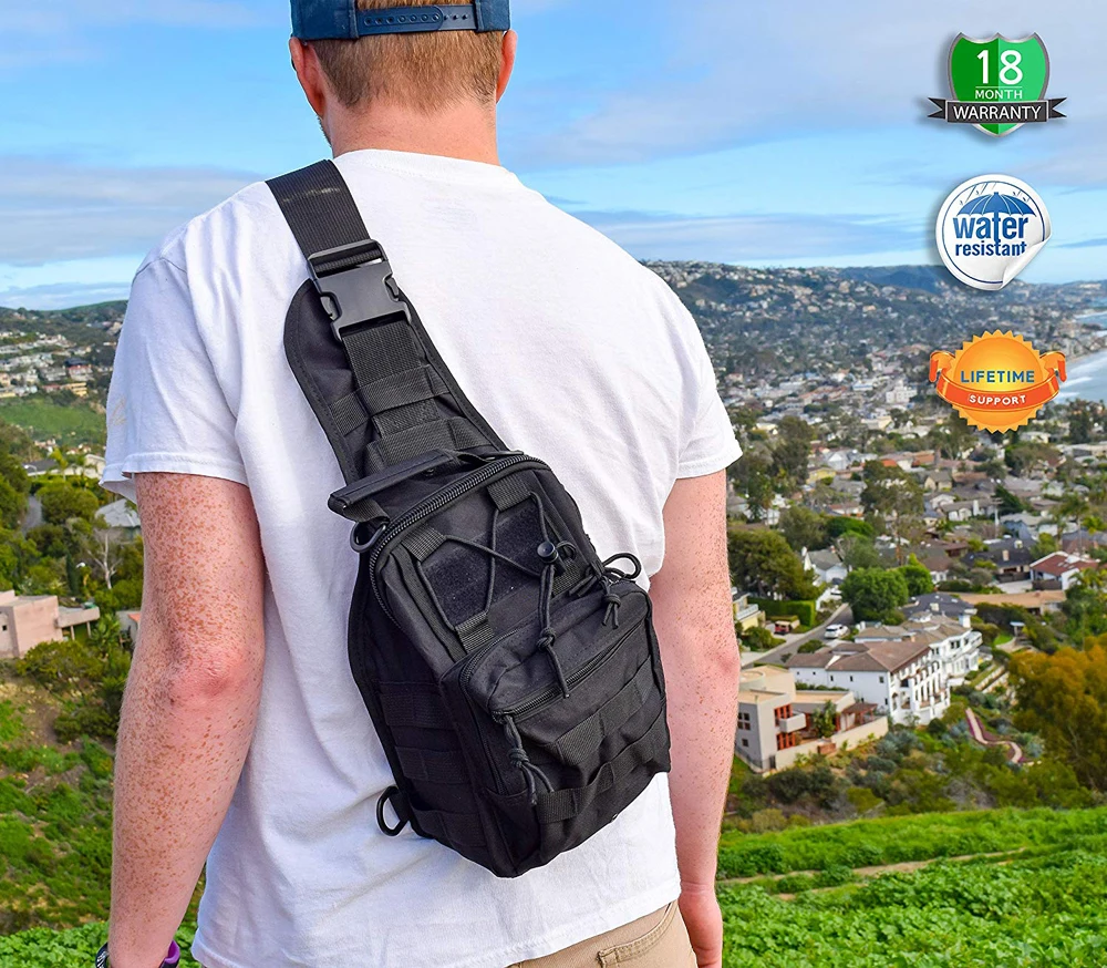 Men Military Tactical Chest Pack Outdoor Hiking Travel Sling Small Shoulder Bag