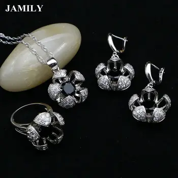 Fashion Silver 925 Bridal Jewelry Sets Flowers Shaped Black Zircon Crystal Beads For Women Party Earrings Pendant Ring Necklace
Fashion Silver 925 Bridal Jewelry Sets Flowers Shaped Black Zircon Crystal Beads For Women Party Earrings Pendant Ring Necklace
