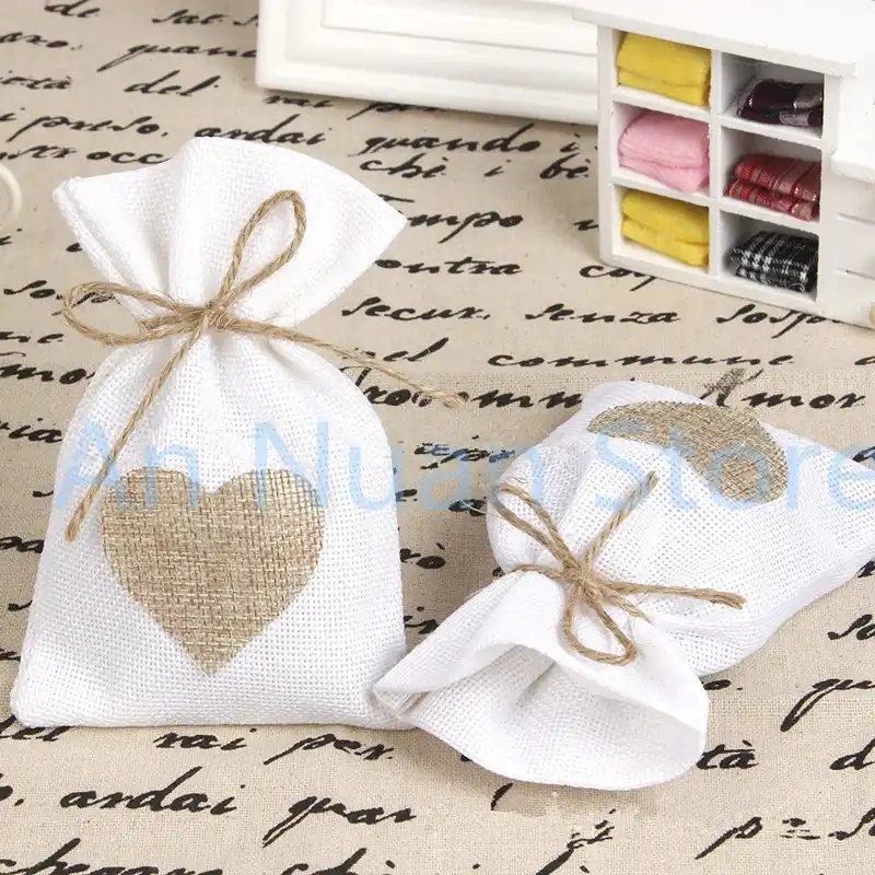 with drawstring gift jute bags included cotton lining wedding