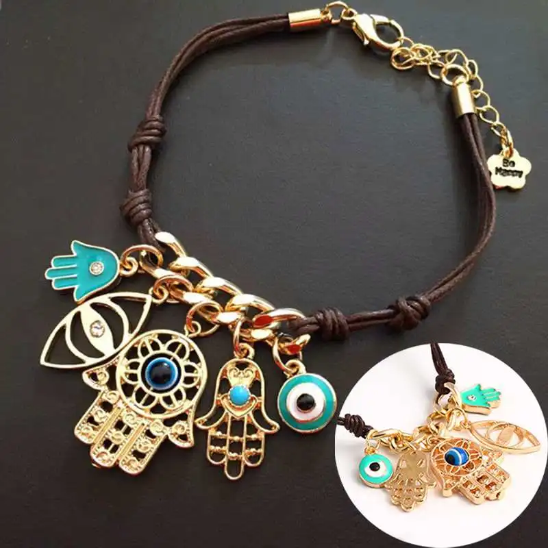 1pcs Hot Hand of Fatima Hamsa Bracelet Evil Eye String Multiple Pendant Knit Link Bangle
1pcs Hot Hand of Fatima Hamsa Bracelet Evil Eye String Multiple Pendant Knit Link Bangle
