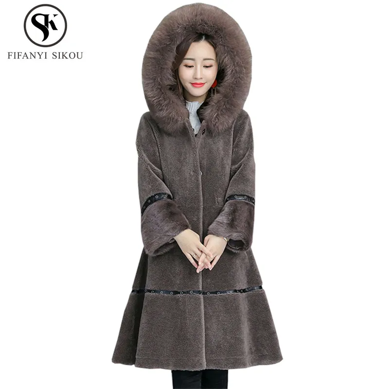 Faux Fox fur collar Hooded Cashmere Coats Women Winter Faux fur coat Thick warm Long Outerwear Loose Plus size Fourrure Overcoat
Faux Fox fur collar Hooded Cashmere Coats Women Winter Faux fur coat Thick warm Long Outerwear Loose Plus size Fourrure Overcoat