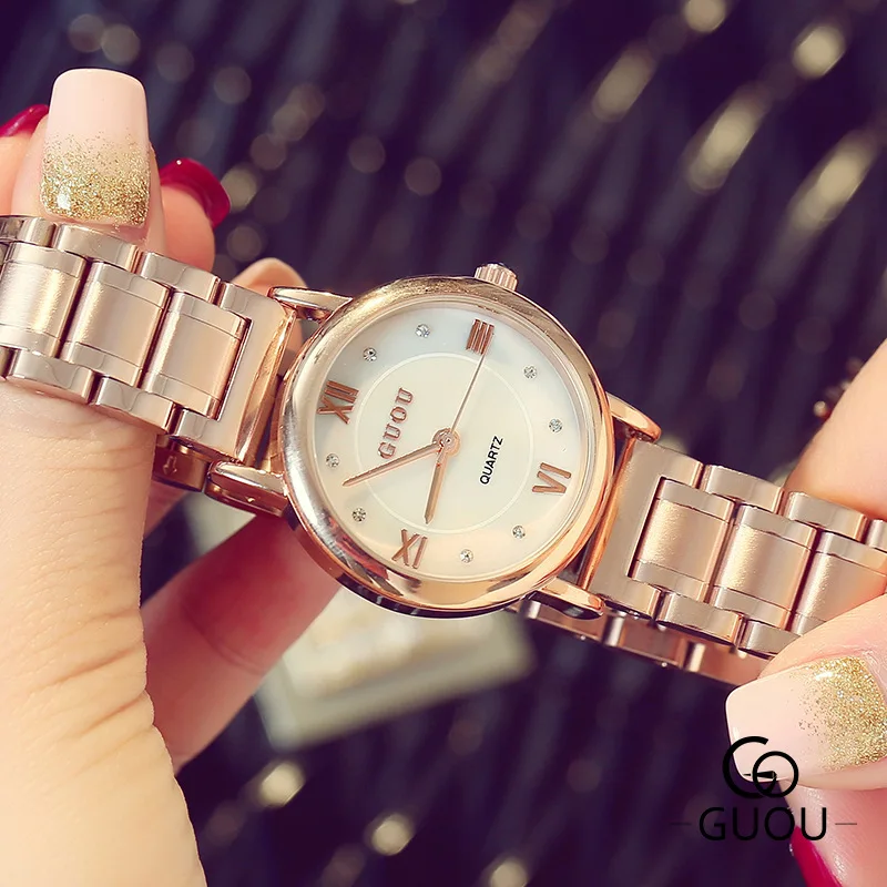 GUOU Luxury Rose Gold Crystal Women Quartz Watches Full Stainlesss Steel Simple Ladies Bracelet Wristwatches Female Watch 8043
GUOU Luxury Rose Gold Crystal Women Quartz Watches Full Stainlesss Steel Simple Ladies Bracelet Wristwatches Female Watch 8043