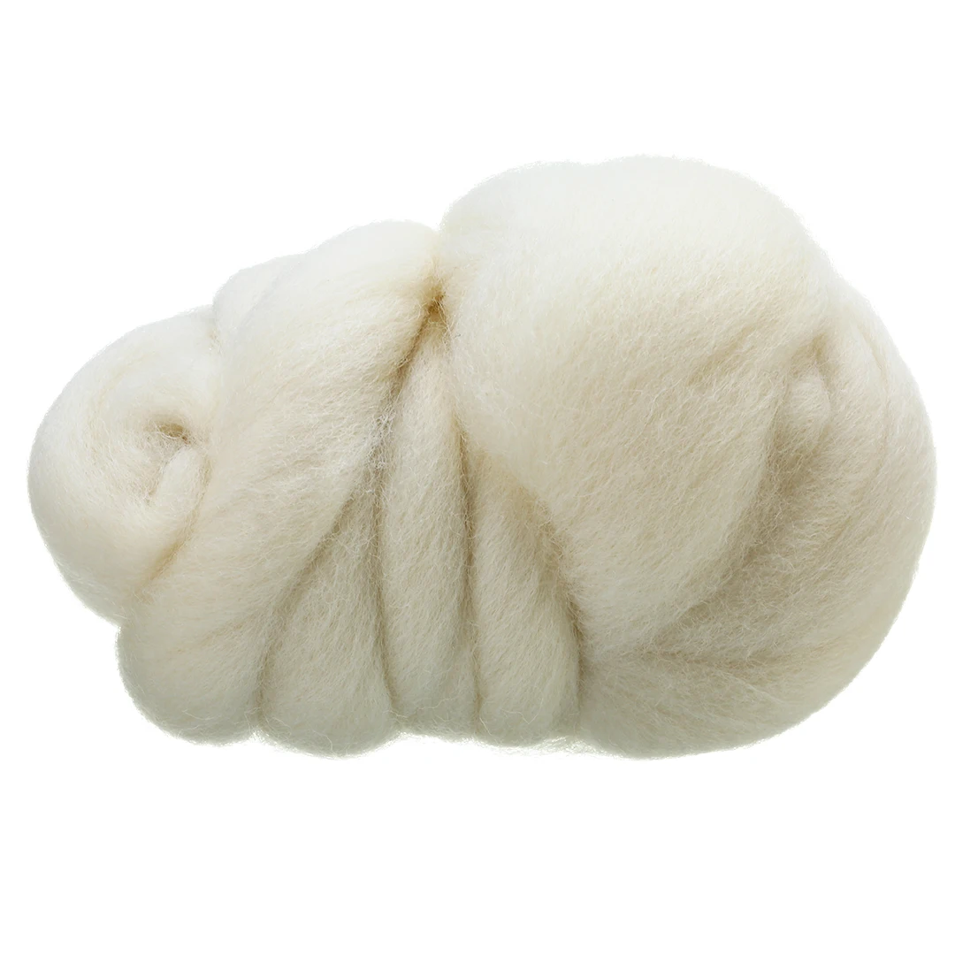 New Felting Wool 50g Milky White Corriedale Dyed Wool Tops / Roving Needle Soft Felting Wool Fibre DIY Crafts Sewing