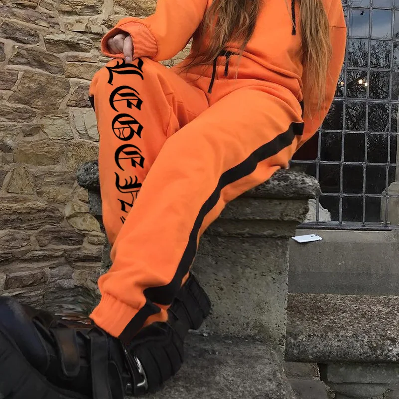 Женские брюки карго оранжевого цвета уличные Джоггеры в стиле хип хоп с