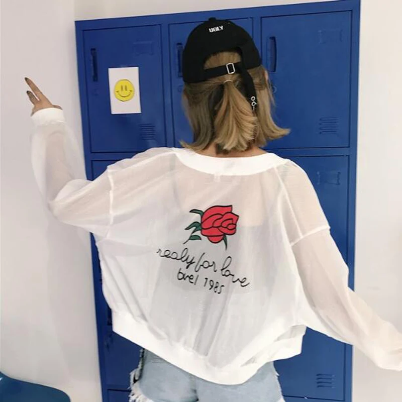 Fashion Style Women Jackets Coats Back Rose Print Long Sleeve Zipper Closure Chiffon Women Coats One Size Thin Women Outwear
Fashion Style Women Jackets Coats Back Rose Print Long Sleeve Zipper Closure Chiffon Women Coats One Size Thin Women Outwear