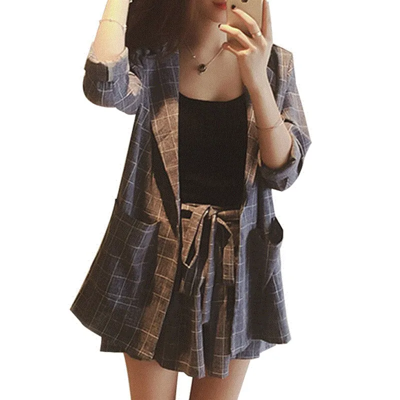 2018 New Casual Plaid Blazer Women's Sets Single Button Slim Thin Blazer Coats Elastic Waist Drawstring Shorts Office Lady Mw373
2018 New Casual Plaid Blazer Women's Sets Single Button Slim Thin Blazer Coats Elastic Waist Drawstring Shorts Office Lady Mw373