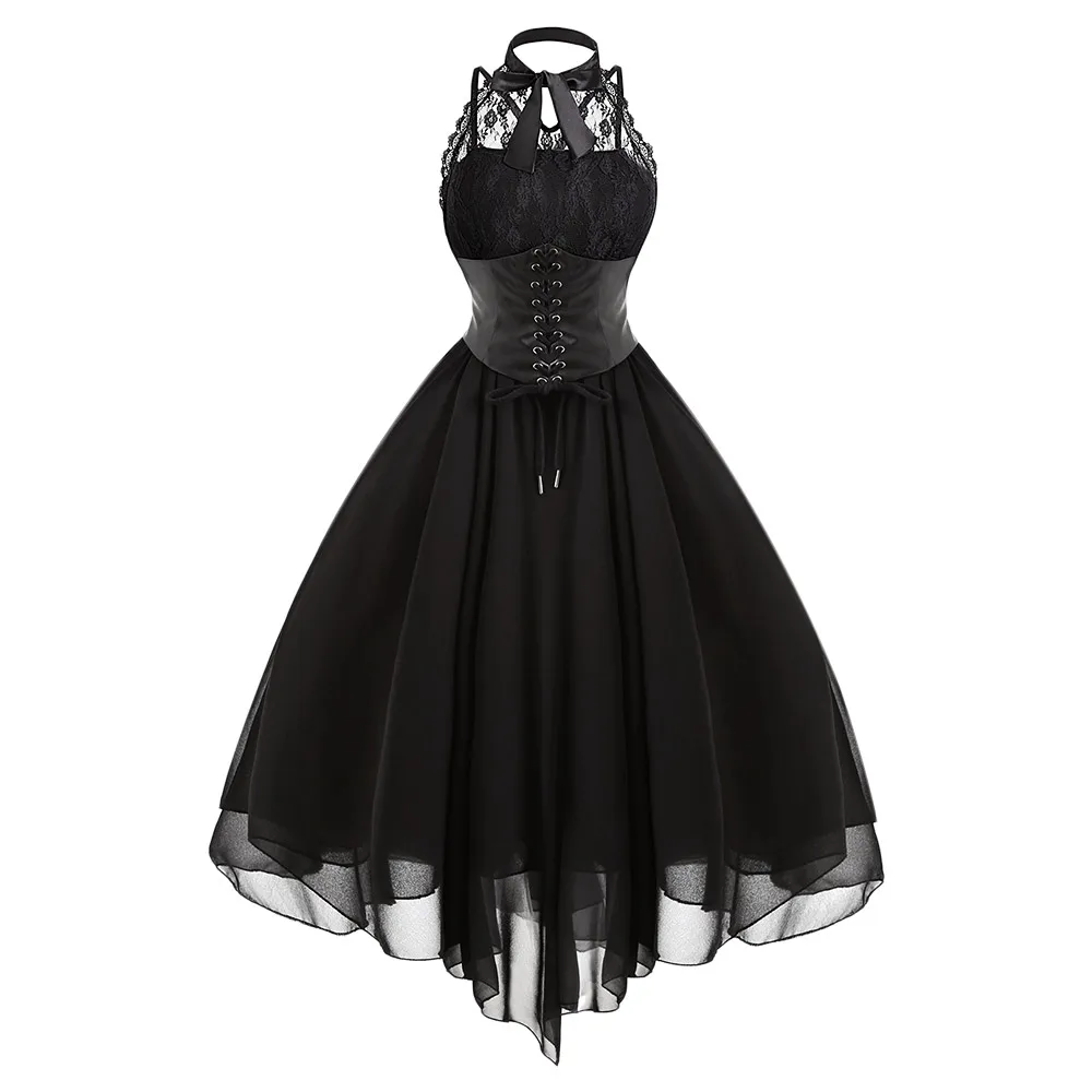 Wipalo 2019 Gothic Bow Party Dress Women Vintage Black Sleeveless Cross Back Lace Panel Corset Swing Dress Robe Vestidos Femme
Wipalo 2019 Gothic Bow Party Dress Women Vintage Black Sleeveless Cross Back Lace Panel Corset Swing Dress Robe Vestidos Femme