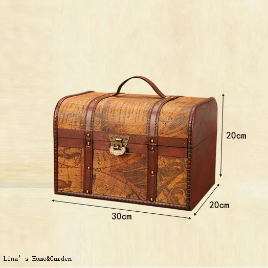 faux leather composite board Antique Treasure Chest with lock (4)