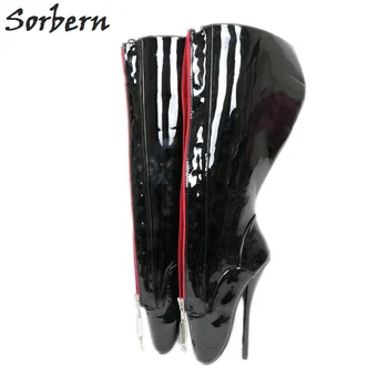 

Sorbern Custom Wide Calf Knee High Boots For Women Ballet High Heel 18Cm Stilettos Lockable Zipper Lace Up Pin Up Sm Boot New