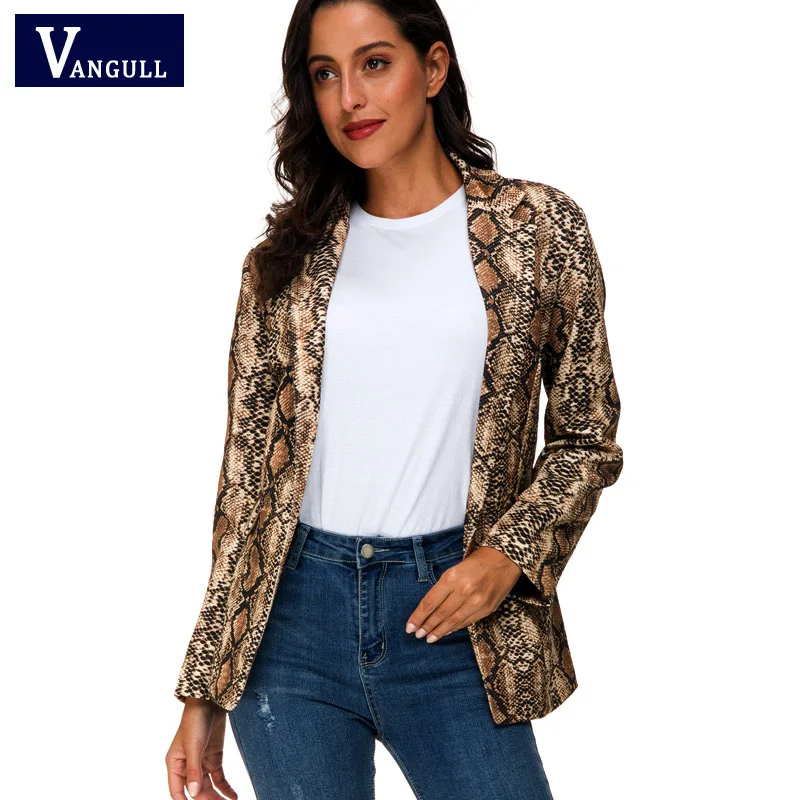 Vangull Women Snake Print Blazers Long Sleeve Notched Collar Loose Outerwear 2019 Spring Autumn New Fashion Female Blazers
Vangull Women Snake Print Blazers Long Sleeve Notched Collar Loose Outerwear 2019 Spring Autumn New Fashion Female Blazers
