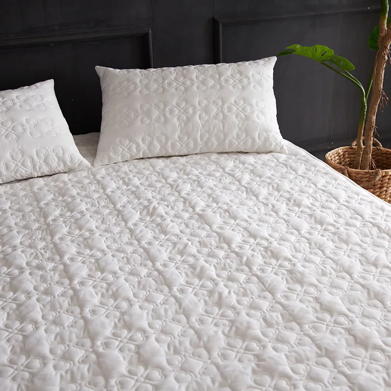 Four-Leaf-Clover-100%-Cotton-Mattress-Cover-with-Elastic-Band-Queen-King-Bed-Cover-Solid-Color-Quilted-Mattress-Protector-Cover-5
