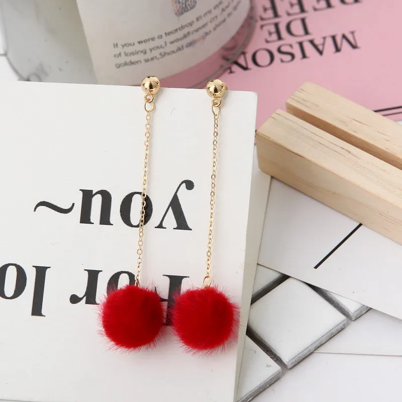 Korean version of the temperament hair ball earrings personalized simple wild plush long female earrings Earrings 2017
Korean version of the temperament hair ball earrings personalized simple wild plush long female earrings Earrings 2017