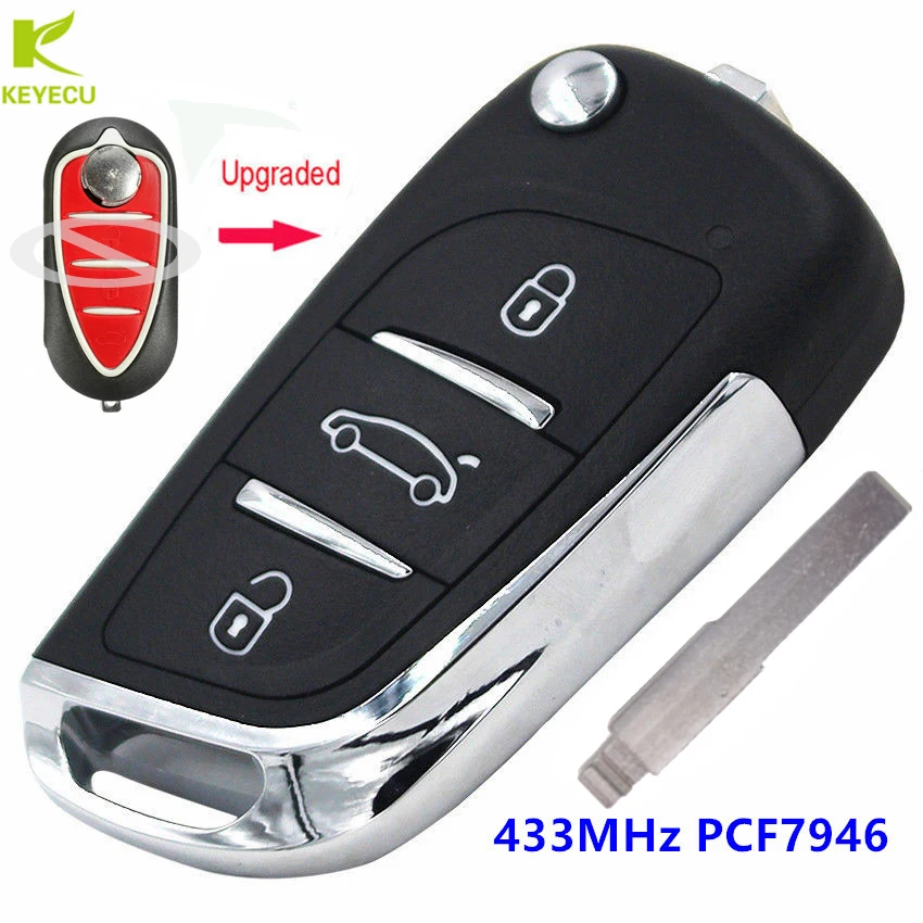 KEYECU Upgraded Flip Remote Key 3 Button Fob 433MHz PCF7946 for Alfa Romeo Mito Giulietta Brera 159 147 156 166 GT
KEYECU Upgraded Flip Remote Key 3 Button Fob 433MHz PCF7946 for Alfa Romeo Mito Giulietta Brera 159 147 156 166 GT