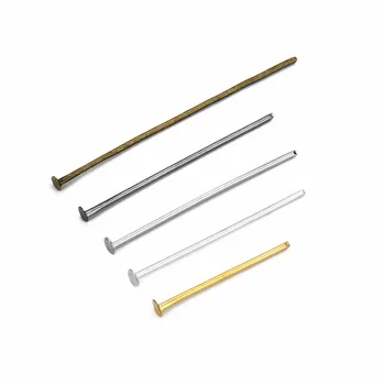 

200pcs 20 26 30 40 50 60 70 mm Flat Head Pins Jewelry Needles Gold Silver Rhodium Bronze Color Headpins Earrings Findings Making