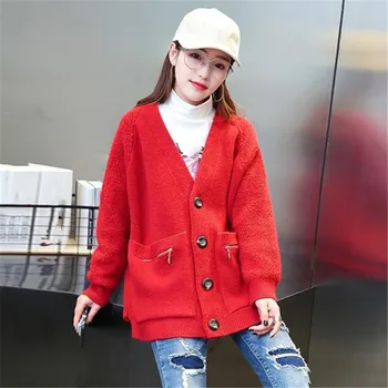 Sweater Women Korean Red Loose Long Sleeve Sweaters 2019 New Spring Winter Cardigan V Neck Thick Knitted Sweaters Feminina LD702
Sweater Women Korean Red Loose Long Sleeve Sweaters 2019 New Spring Winter Cardigan V Neck Thick Knitted Sweaters Feminina LD702