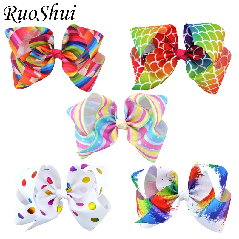 5PCS/LOT 8 Inch Rainbow Grosgrain Ribbon Hair Bows Alligator Clips Barrettes for Girls Children Lovely Hair Accessories
5PCS/LOT 8 Inch Rainbow Grosgrain Ribbon Hair Bows Alligator Clips Barrettes for Girls Children Lovely Hair Accessories