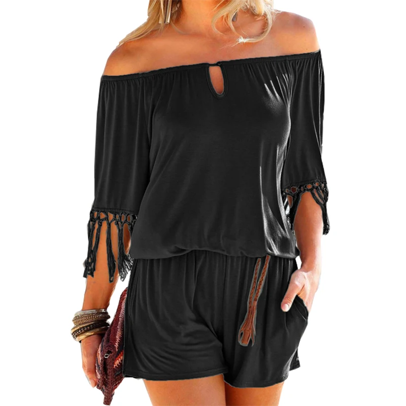 Casual Women Summer Playsuits Sexy Slash Neck Tassel Beach Jumpsuits Shorts Overalls Boho Girls Pockets Rompers XXL GV923
Casual Women Summer Playsuits Sexy Slash Neck Tassel Beach Jumpsuits Shorts Overalls Boho Girls Pockets Rompers XXL GV923