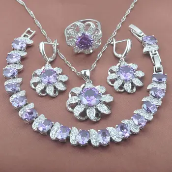 2020 New Silver Plated Jewelry Sets Purple Sun Flower Zirconia Women's Earrings Ring Bracelet Necklace Pendant YZ0352
2020 New Silver Plated Jewelry Sets Purple Sun Flower Zirconia Women's Earrings Ring Bracelet Necklace Pendant YZ0352