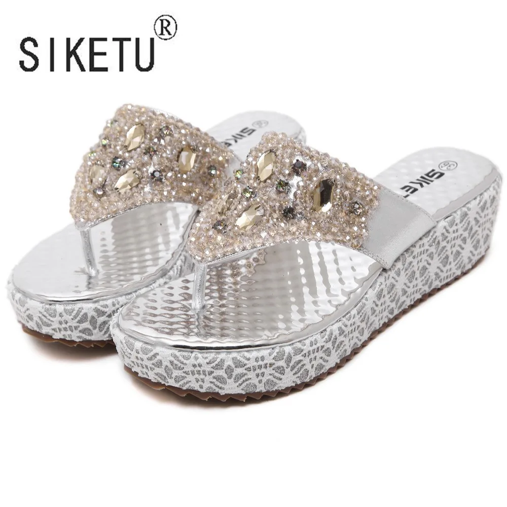 SIKETU Brand 2017 Women Summer Gold Silver Sandals Bead Rhinestone Leisure Beach Shoes Slippers 35-40
SIKETU Brand 2017 Women Summer Gold Silver Sandals Bead Rhinestone Leisure Beach Shoes Slippers 35-40